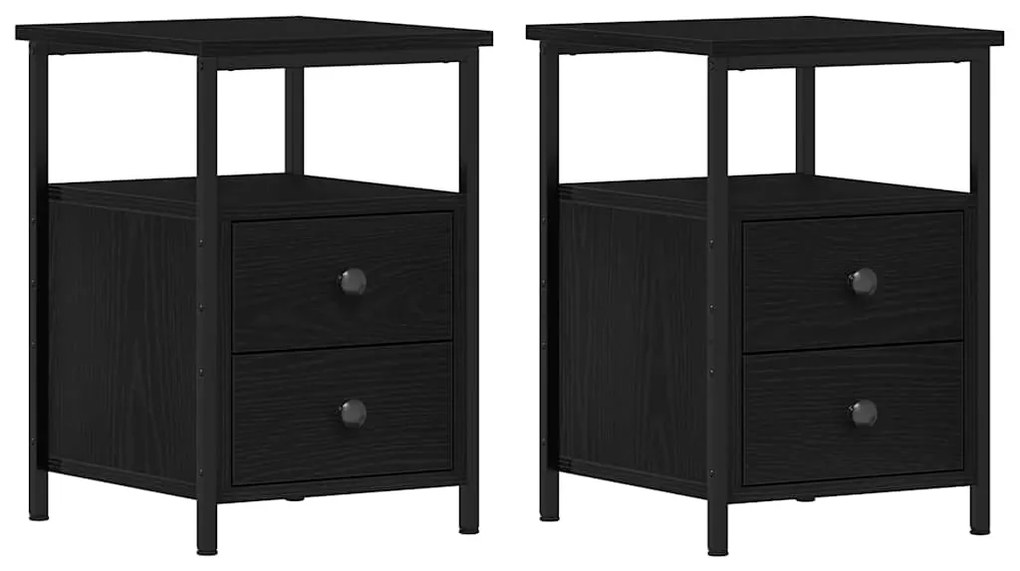 vidaXL Κομοδίνα 2 τεμ. Μαύρη Δρυς 34x35,5x50 εκ. από Τεχνητό Ξύλο