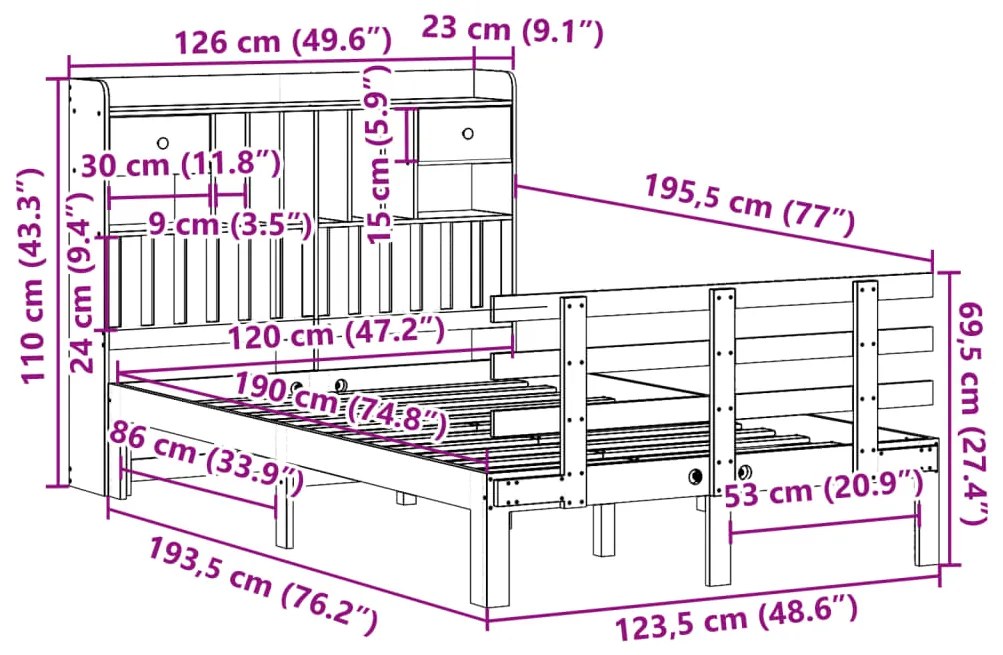 ΚΡΕΒΑΤΙ ΒΙΒΛΙΟΘΗΚΗ ΧΩΡΙΣ ΣΤΡΩΜΑ 120X190 ΕΚ ΜΑΣΙΦ ΞΥΛΟ ΠΕΥΚΟΥ 3322808