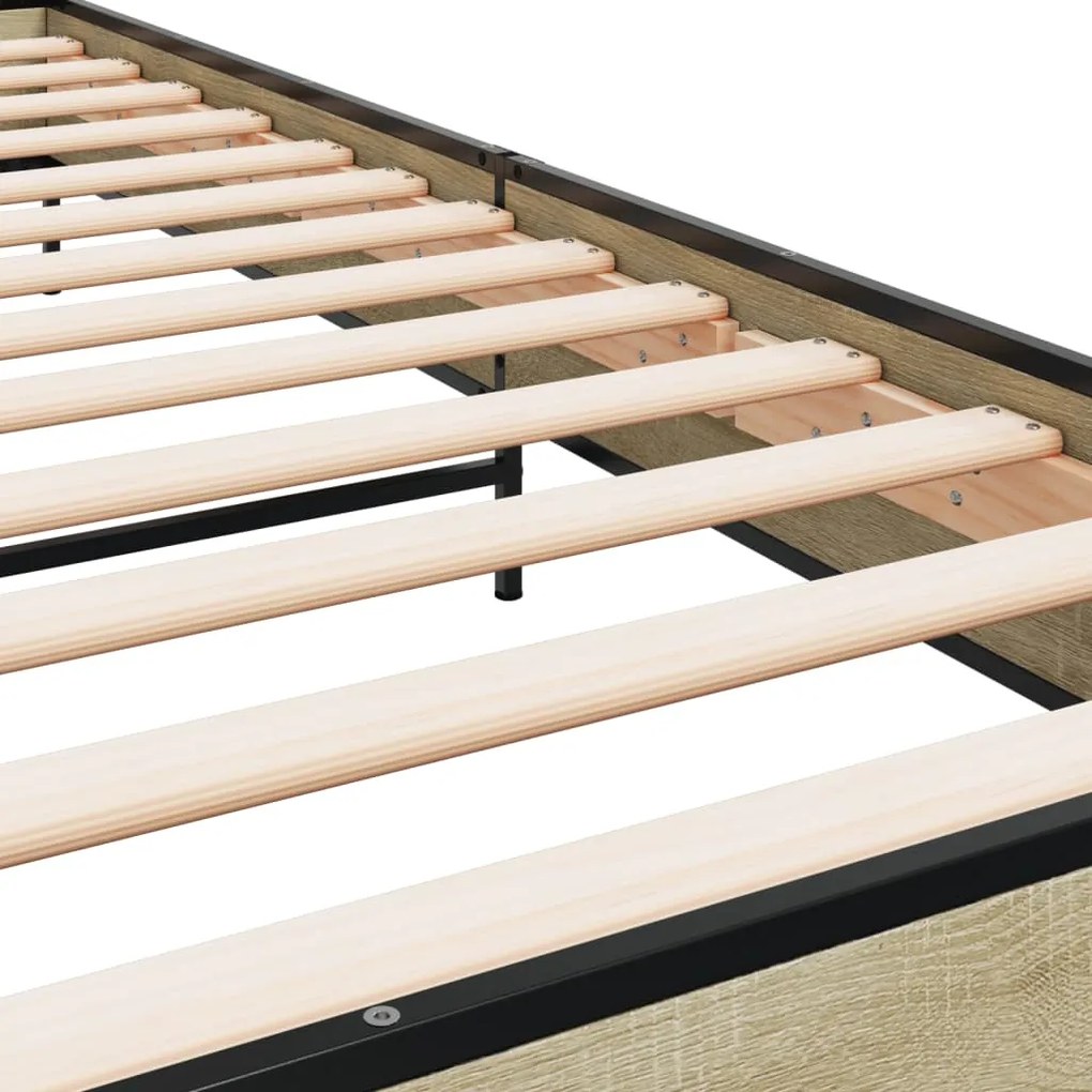 vidaXL Πλαίσιο Κρεβατιού Sonoma Δρυς 100x200 εκ. Επεξ. Ξύλο &amp; Μέταλλο