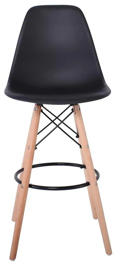 Σκαμπώ ART Wood BAR ABS Μαύρο (με πλάτη) 46x54x74/111cm (Σετ 2 ΤΕΜ)