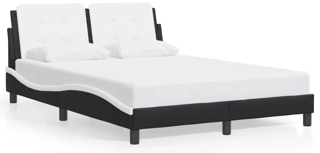 vidaXL Σκελετός Κρεβατιού Χωρίς Στρώμα Zadar Μαύρο/Λευκό 140x190εκ.Συνθ. Δέρμα
