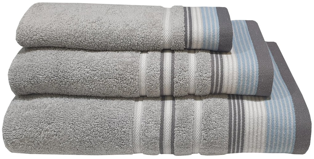 Πετσέτα Βαμβακερή Σώματος 70x140εκ. Satin Stripe Grey Komvos 7005929-10