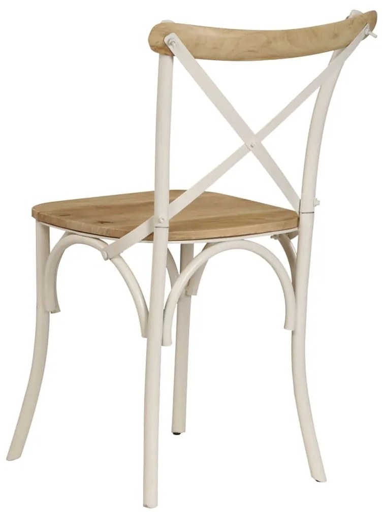 Καρέκλες με Χιαστί Πλάτη 6 τεμ. Λευκές από Μασίφ Ξύλο Μάνγκο - Λευκό
