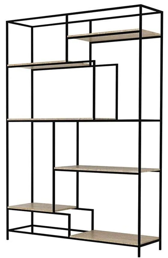 Βιβλιοθήκη Look Black - Sonoma 140x40,4x201,5cm 28-0134 Mdf, Metal