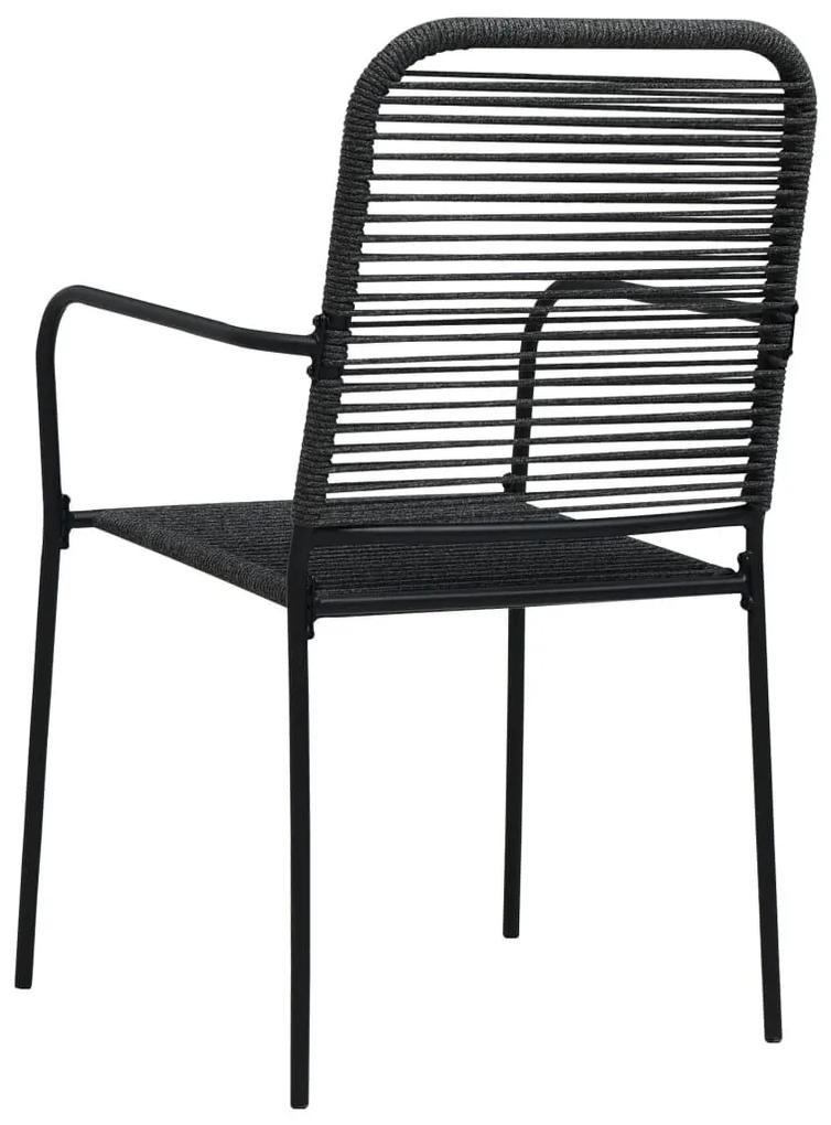 Καρέκλες Κήπου 4 τεμ. Μαύρες από Βαμβακερό Σχοινί / Ατσάλι - Μαύρο