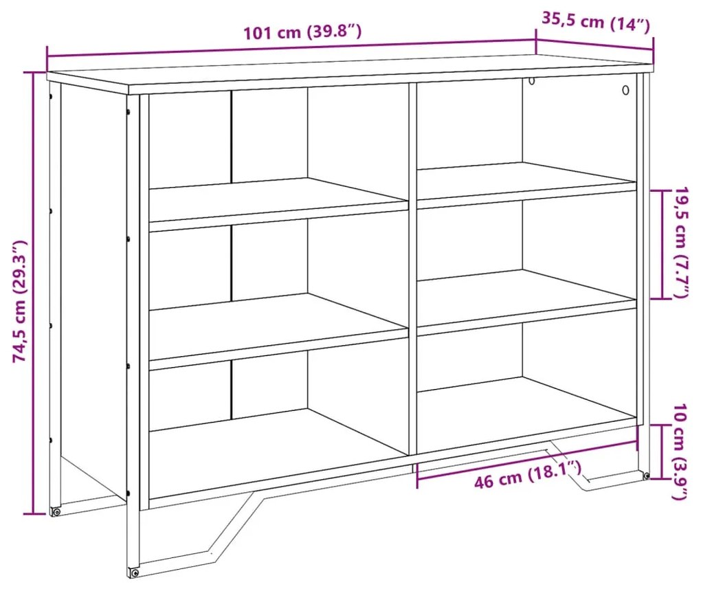 Μπουφές Γκρι Sonoma 101x35,5x74,5 εκ. από Επεξεργασμένο Ξύλο - Γκρι