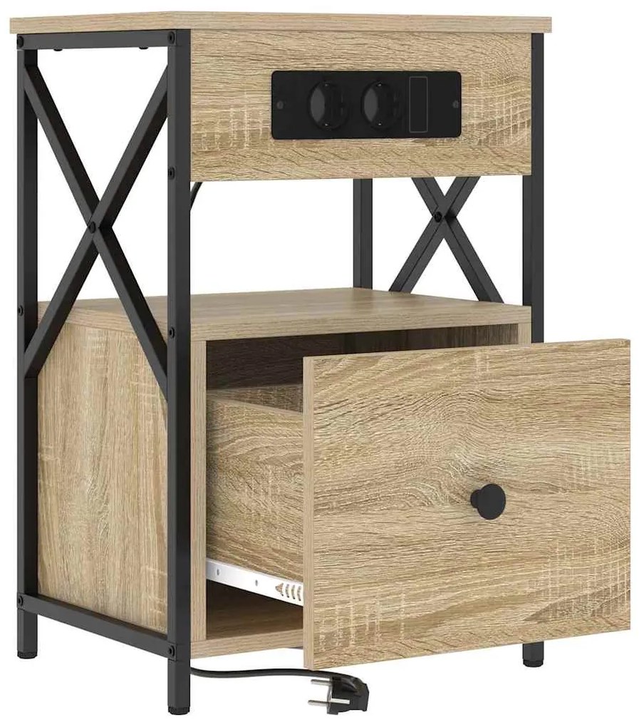 vidaXL Κομοδίνο 2 pcs Δρύς Sonoma 40 x 31 x 60 εκ. Επεξεργασμένο ξύλο