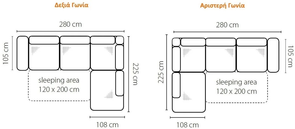 Γωνιακός καναπές Gemini-Αριστερά-Mporntw