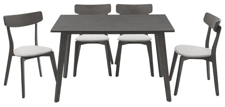 Tραπεζαρία Benson - Toto pakoworld σετ 5τμχ rustic grey - ύφασμα γκρι 120x75x75εκ