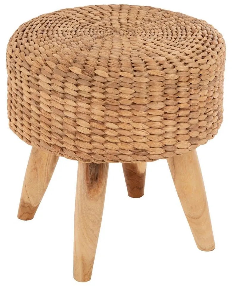 Σκαμπό Jim HM7824 Ψάθινο Κάθισμα Φ43x43cm Ξύλο Teak Natural Wood, Mat