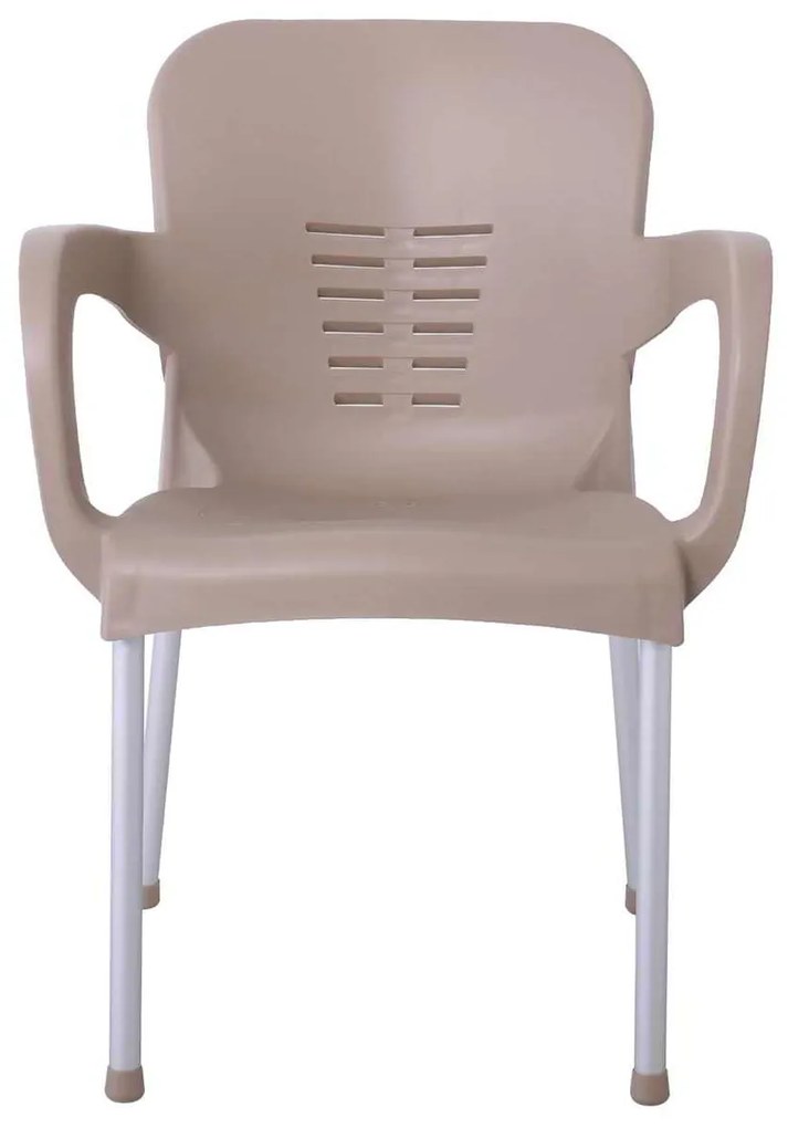 LARA-II Πολυθρόνα Dining Στοιβαζόμενη, ALU Silver, PP Tortora