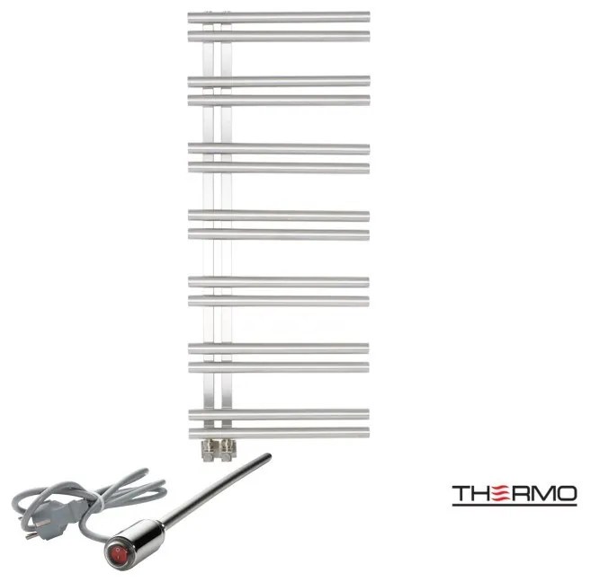 Thermo SOLO Θερμαινόμενη πετσετοκρεμάστρα από ανοξείδωτο χάλυβα με ηλεκτρική λειτουργία 120x50cm Inox Polished