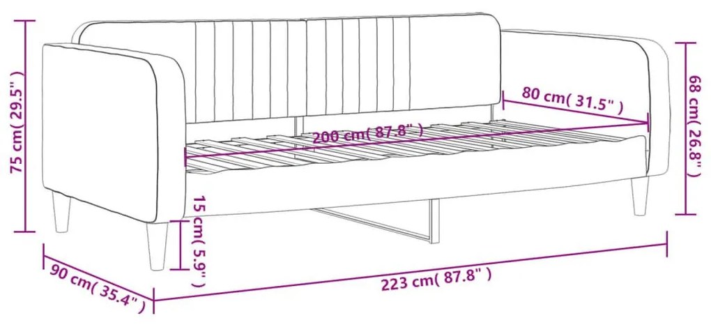 Καναπές Κρεβάτι Μαύρος 80 x 200 εκ. Βελούδινος - Μαύρο