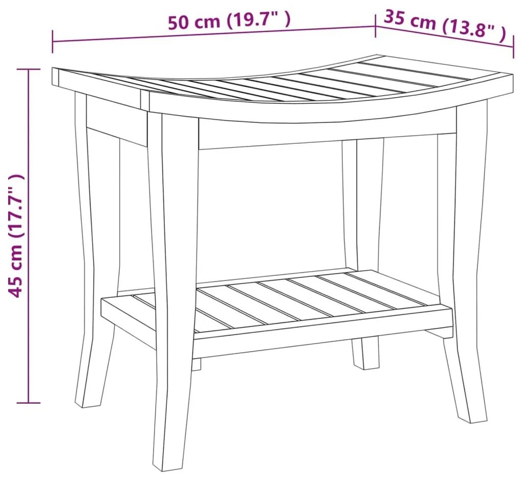 Τραπέζι Βοηθητικό Μπάνιου 50 x 35 x 45 εκ. από Μασίφ Ξύλο Teak - Καφέ