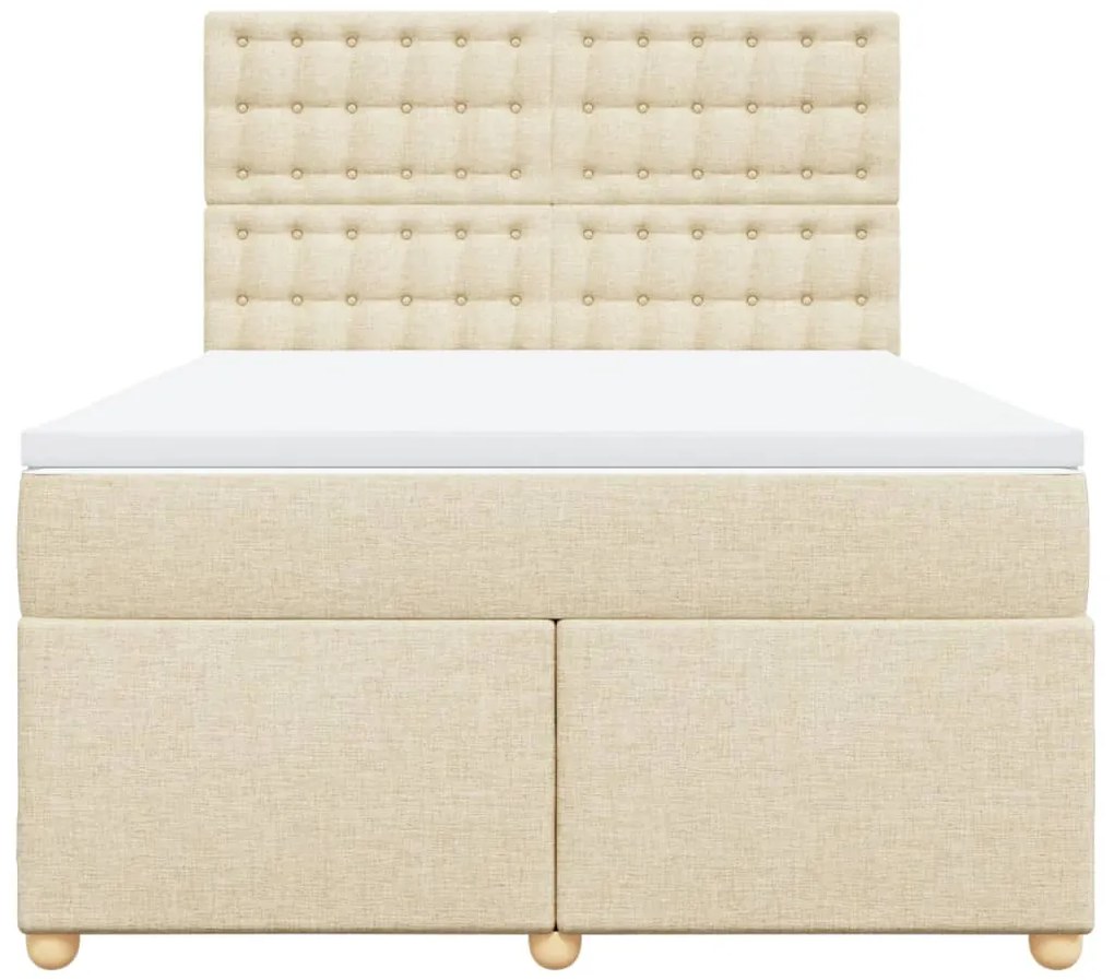 vidaXL Κρεβάτι Boxspring με Στρώμα Κρεμ 160x200 εκ. Υφασμάτινο