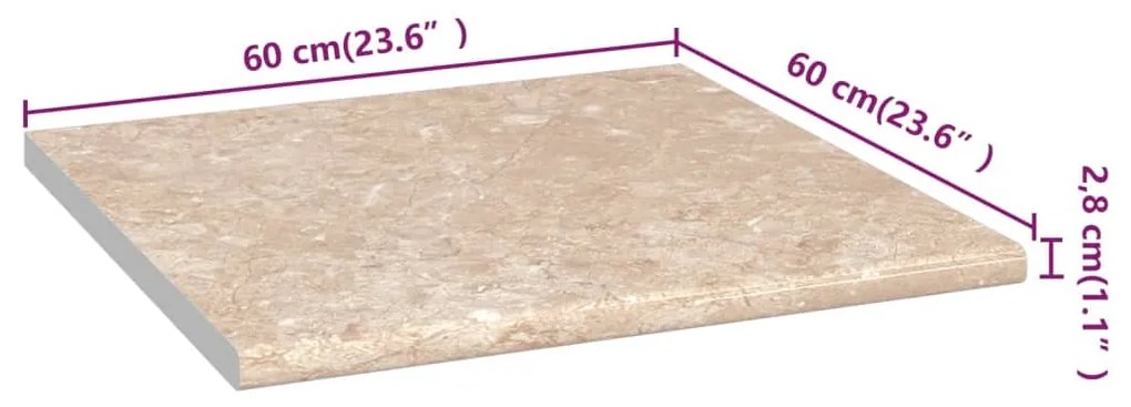vidaXL Πάγκος Κουζίνας Μπεζ με Υφή Μαρμάρου 60x60x2,8 εκ Μοριοσανίδα