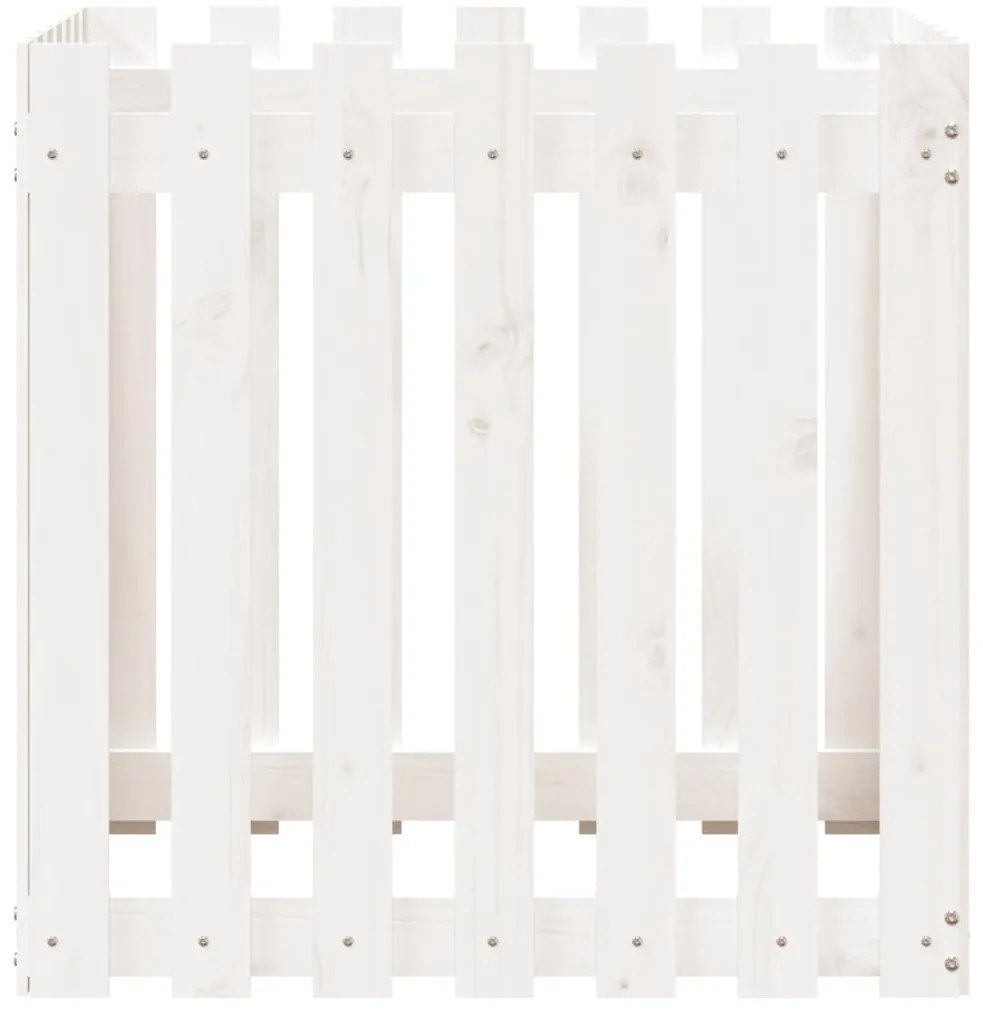 vidaXL Ζαρντινιέρα με Σχέδιο Φράχτη Λευκή 70 x 70 x 70 εκ. Μασίφ Πεύκο