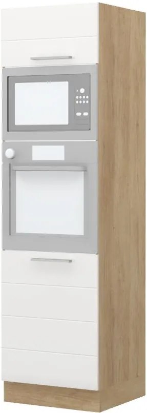 Επιδαπέδιο ντουλάπι φούρνου ψηλό Hudson K21-60-RM-Δρυς - Λευκό