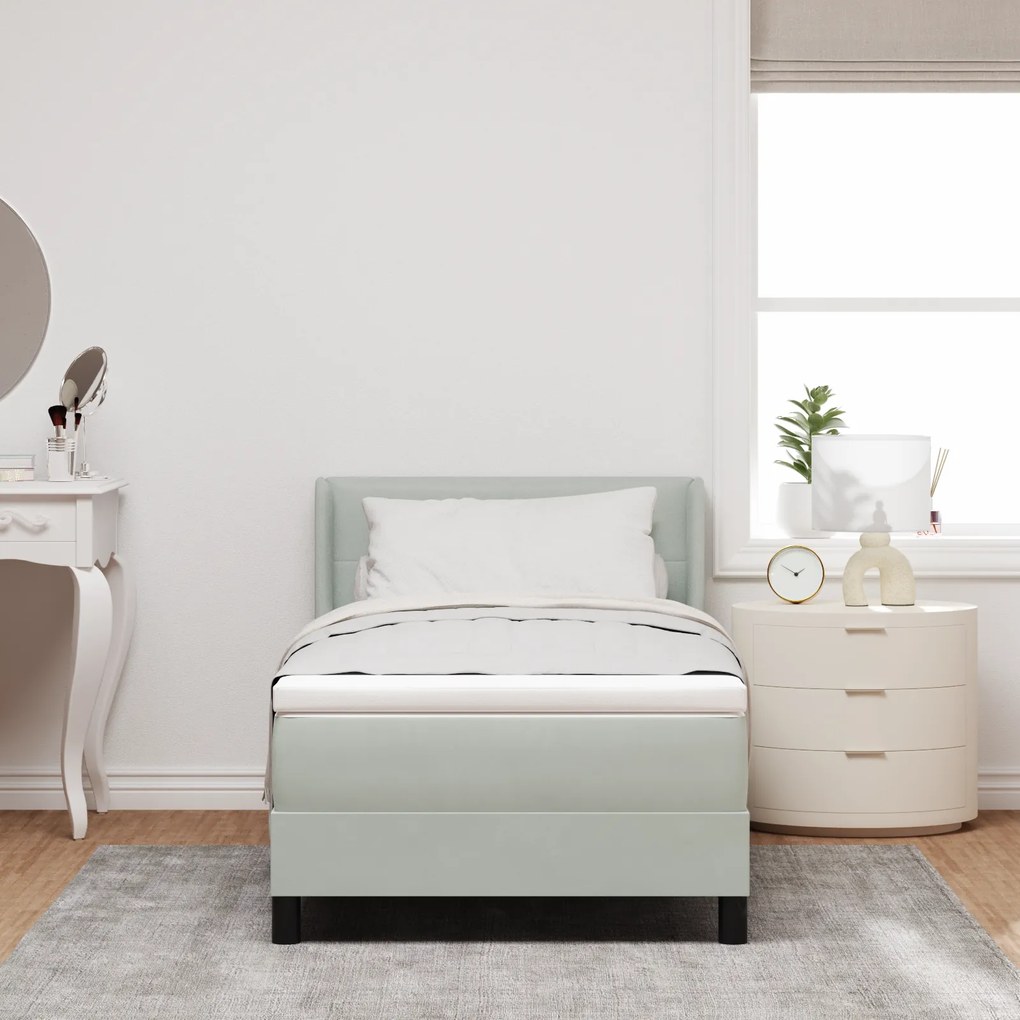 vidaXL Κρεβάτι με Στρώμα Light Grey 90x200 εκ. Βελούδο