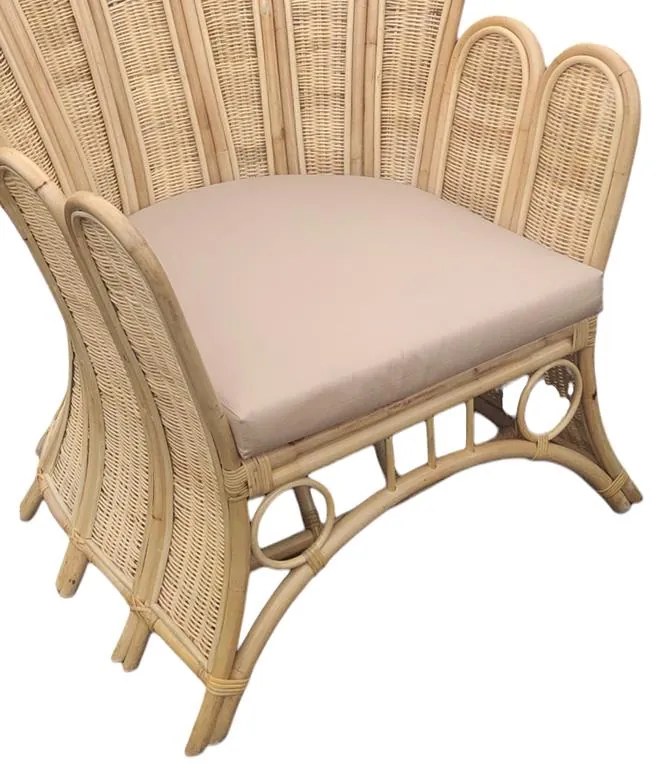 Πολυθρόνα Fragia Inart με μπεζ μαξιλάρι-φυσικό rattan 103x90x120εκ 85x96x120 εκ.