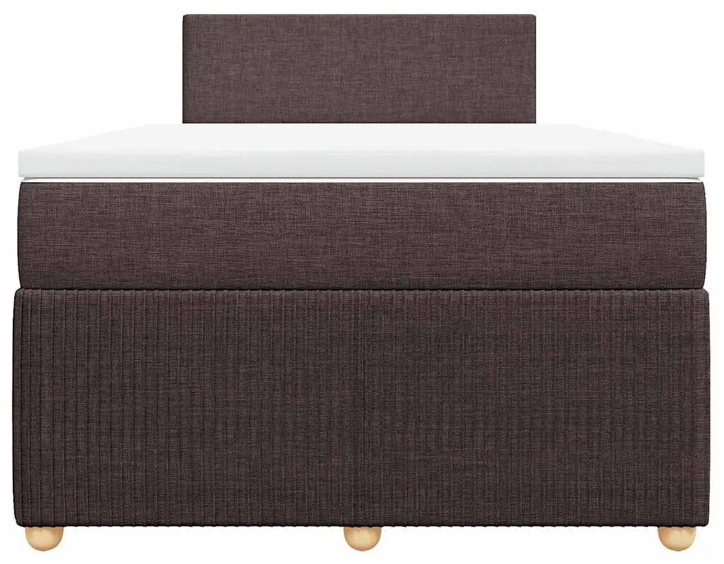 vidaXL Κρεβάτι Boxspring με Στρώμα Σκούρο Καφέ 120x200 εκ. Υφασμάτινο