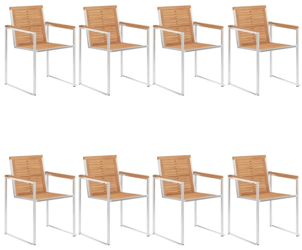 vidaXL Καρέκλες Κήπου 8 τεμάχια από Μασίφ Ξύλο Teak με Μαξιλάρια