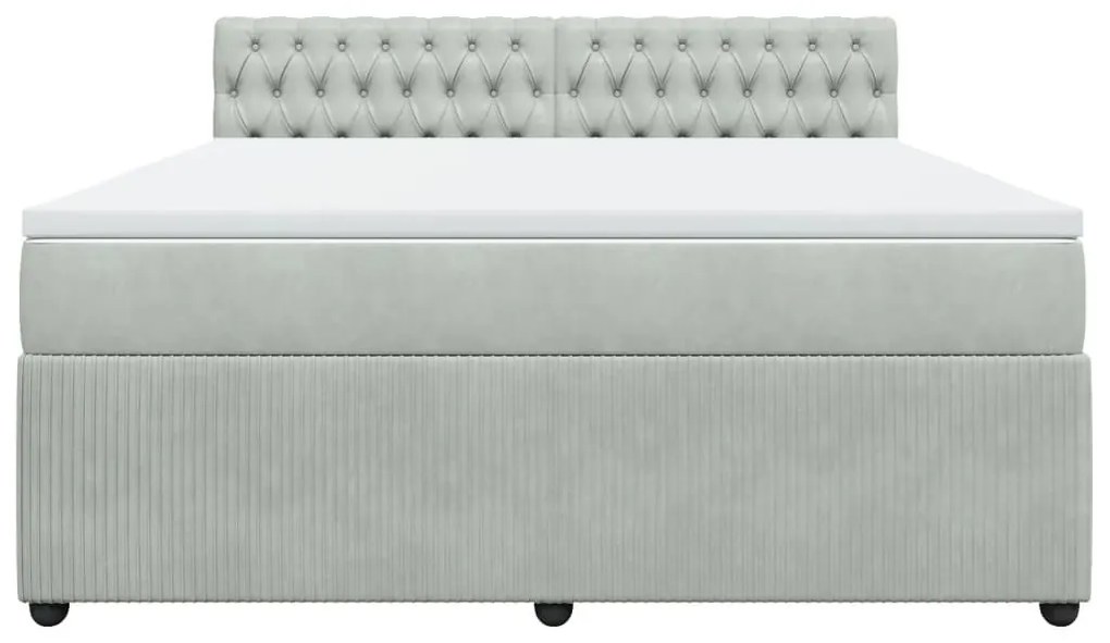 Κρεβάτι Boxspring με Στρώμα Ανοιχτό Γκρι 180x200 εκ. Βελούδινο - Γκρι