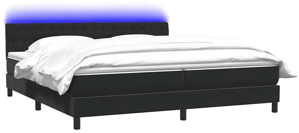 vidaXL Κρεβάτι Boxspring με Στρώμα Μαύρο 200x210 εκ. Βελούδινο