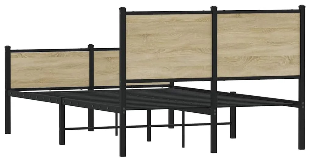 vidaXL Σκελετός Κρεβ. Χωρίς Στρώμα Sonoma Δρυς 120x200 εκ. Μεταλλικό