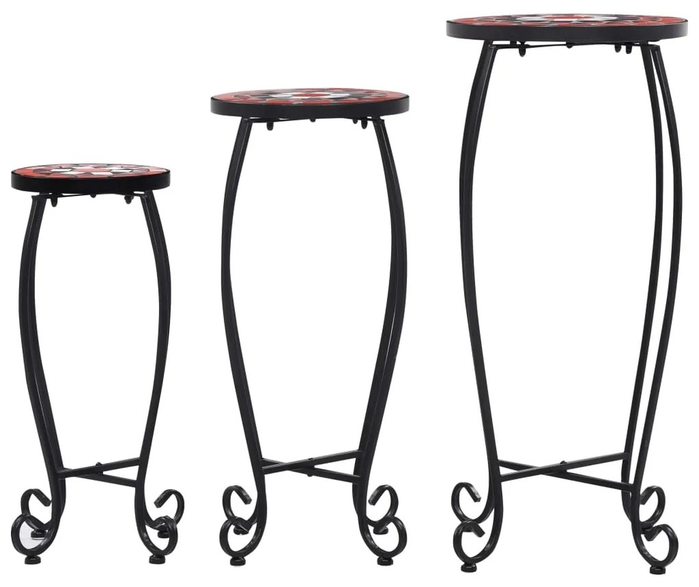 vidaXL Τραπέζια «Μωσαϊκό» 3 Τεμ. Τερακότα /Λευκά Κεραμικά