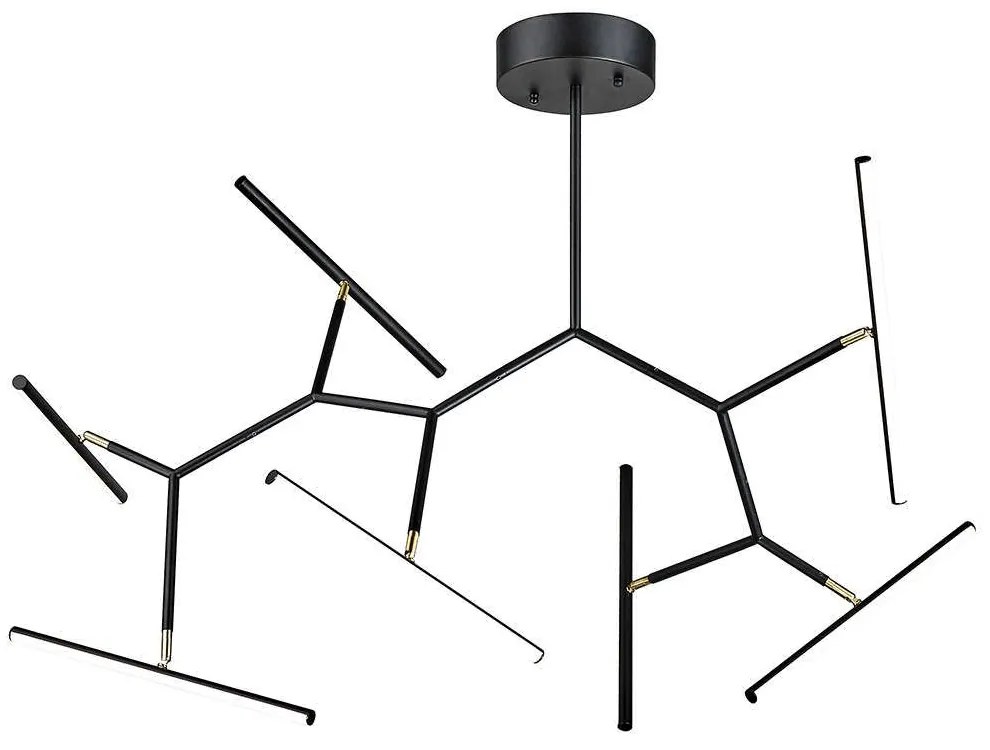 Φωτιστικό Οροφής Φωτεινοί Ράβδοι 2072 Led 3000Κ 68W Sandy Black - Gold Matt Aluminum,Acrylic
