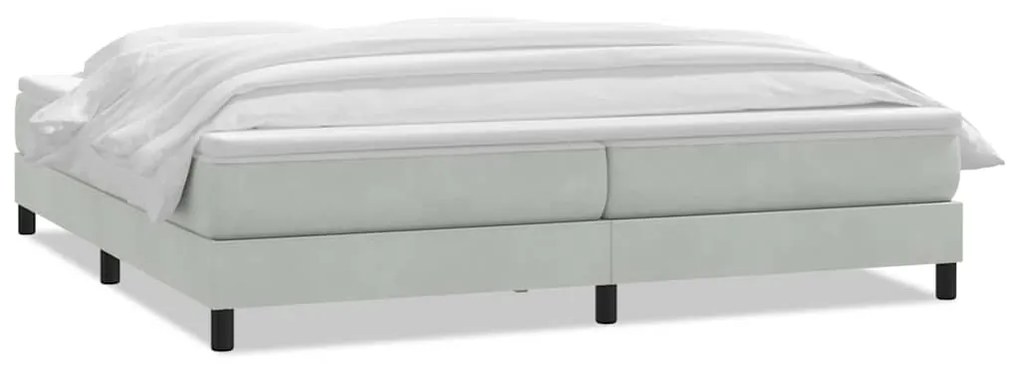 vidaXL Κρεβάτι Boxspring με Στρώμα Ανοιχτό Γκρι 180x210 εκ. Βελούδινο