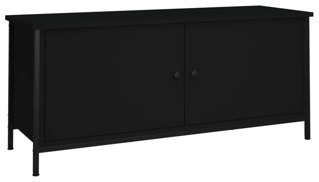 Έπιπλο Τηλεόρασης με Πόρτες Μαύρο 102x35x45 εκ. Επεξεργ. Ξύλο - Μαύρο