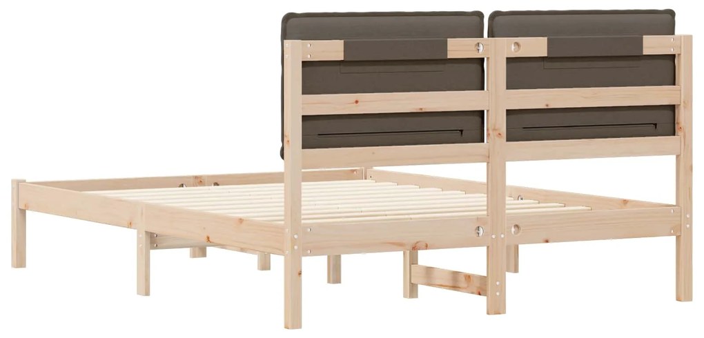 vidaXL Σκελετός Κρεβατιού με Επενδεδυμένο Κεφαλάρι Taupe 120 x 200 cm