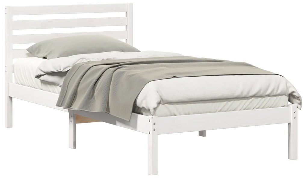 vidaXL Σκελετός Κρεβατιού Λευκό 75 x 190 cm Μασίφ ξύλο πεύκου