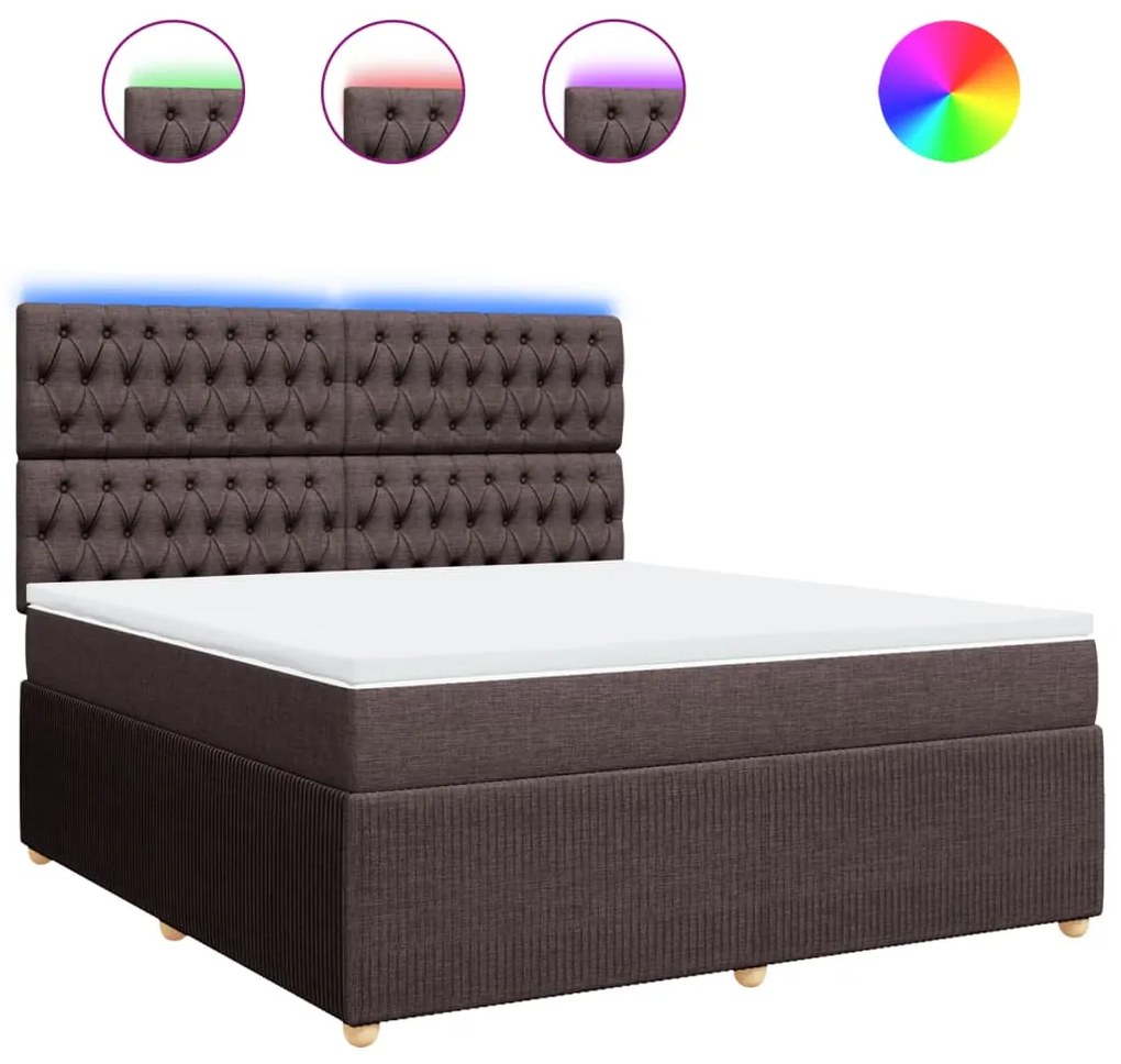 vidaXL Κρεβάτι Boxspring με Στρώμα Σκούρο Καφέ 180x200 εκ Υφασμάτινο