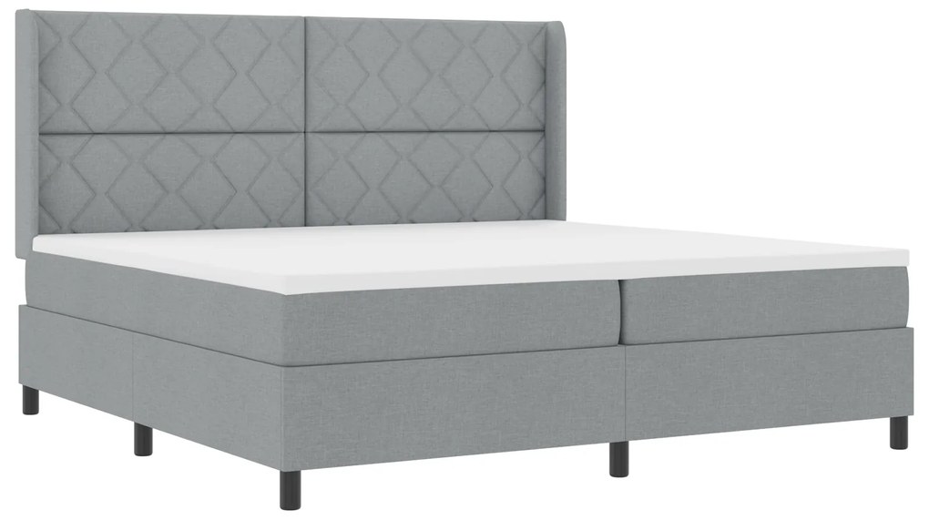 vidaXL κρεβάτι Box Spring με στρώμα Ανοιχτό γκρι 200x200 εκ. Υφασμάτινο