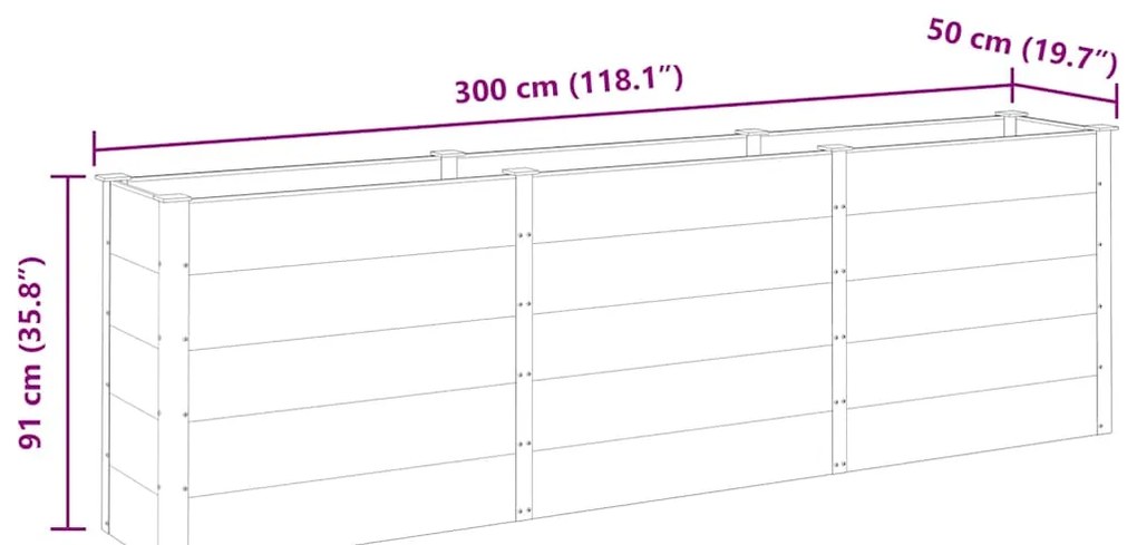vidaXL Ζαρντινιέρα Κήπου Υπερυψωμένη Γκρι 300 x 50 x 91 εκ. από WPC