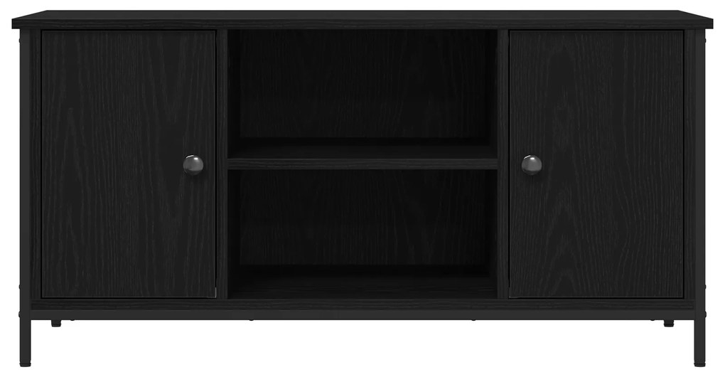 vidaXL Ράφι Τηλεόρασης Μαύρο Δρύινο 100x40x50 εκ. Κατασκευασμένο από Ξύλο και Χάλυβα