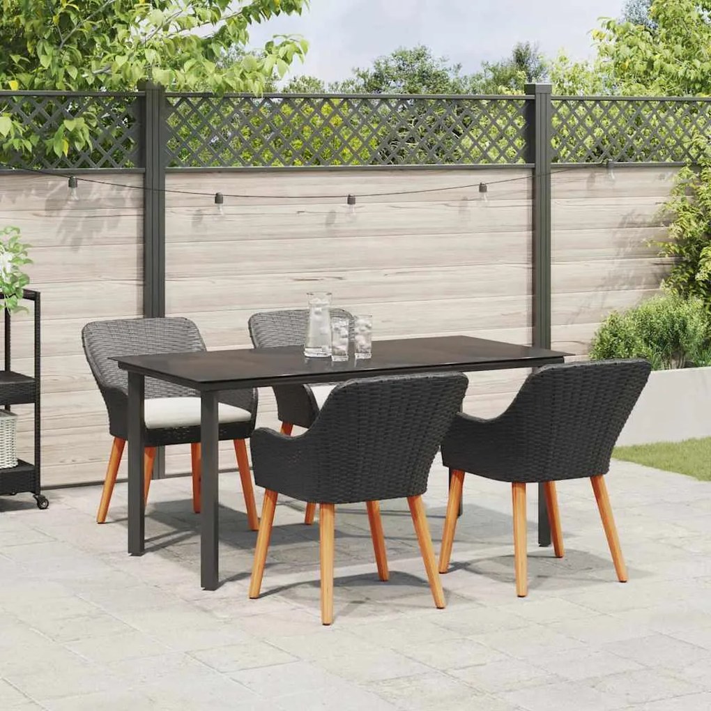 vidaXL Σετ κήπου  5 τεμαχίων, μαύρο πολυ rattan