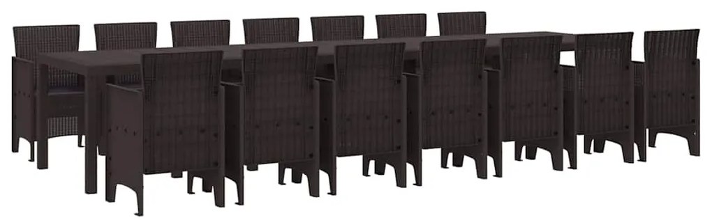 vidaXL Σέτ φαγητού για κήπο 15 pcs Καφέ Rattan Polt
