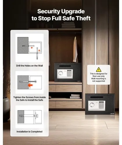 VEVOR 0.6 Cubic Feet Drop Safe, Drop Slot Safe Box with Password and Turn Knob, Heavy Duty Compact Cash Depository Box with a Front Lock Slot for Cash, Bank Slips, Jewelry, Documents, Bills, Black