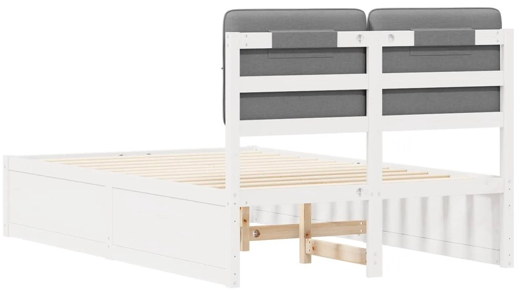 vidaXL Σκελετός Κρεβατιού με Επενδεδυμένο Κεφαλάρι Ανοιχτό γκρι