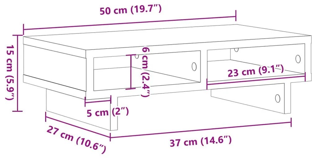 Βάση Οθόνης Γκρι Sonoma 50x27x15 εκ. από Επεξεργασμένο Ξύλο - Γκρι