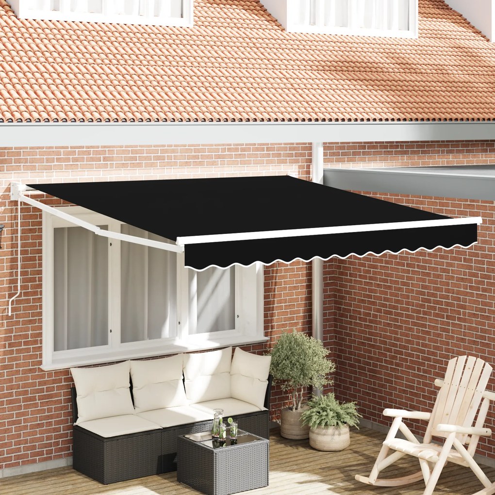 vidaXL Ανασυρόμενη τέντα Μαύρη 300x250 cm