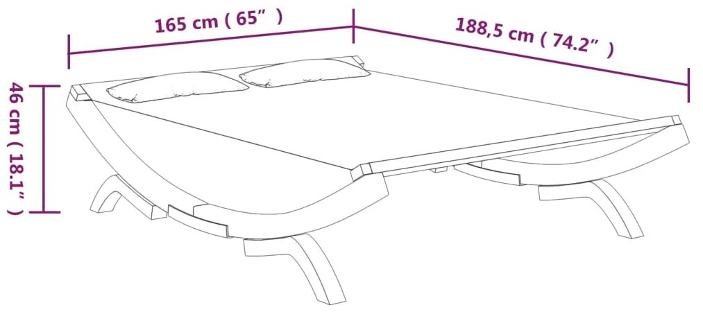 vidaXL Ξαπλώστρα Εξ. Χώρου Ανθρ. 165x188,5x46 εκ. Μασίφ Λυγισμένο Ξύλο