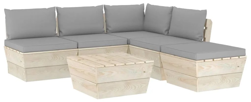 vidaXL Σαλόνι Κήπου από Παλέτες 6 τεμ. Ξύλο Ερυθρελάτης με Μαξιλάρια