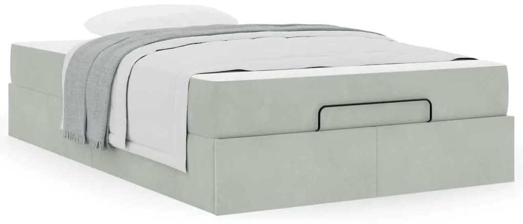 vidaXL Σκελετός κρεβατιού με στρώμα 2 pcs Ανοιχτό γκρι Βελούδο