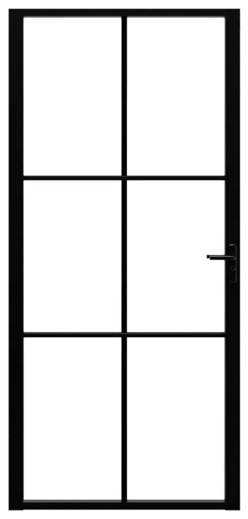 Πόρτα Εσωτερική Μαύρη 93 x 201,5 εκ. από Γυαλί ESG / Αλουμίνιο - Μαύρο