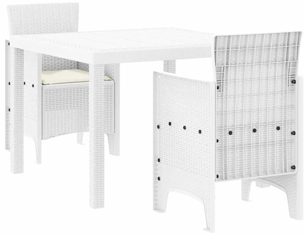 vidaXL Σέτ φαγητού για κήπο 3 pcs Λευκό Rattan Polt